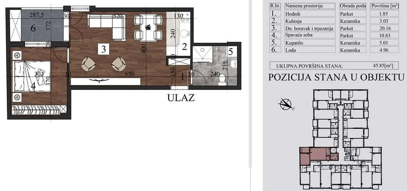 stan na prodaju Novi Sad, 46m2 545626