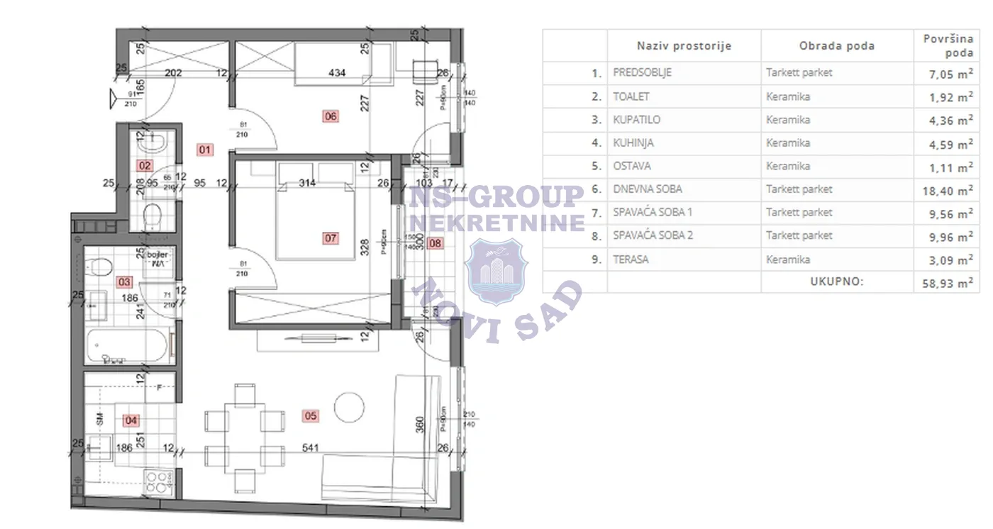 stan na prodaju Petrovaradin, 59m2 548765
