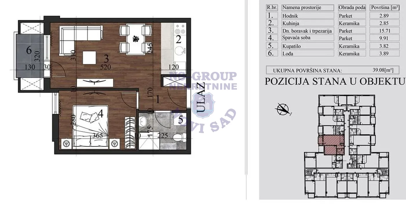 stan na prodaju Novi Sad, 39m2 545656