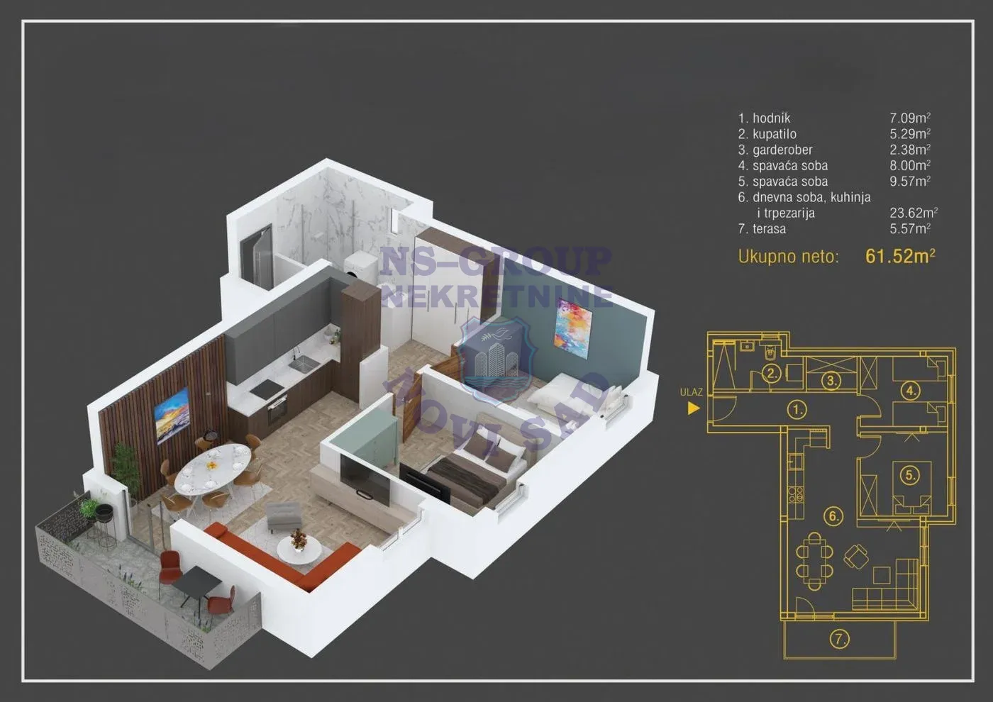 stan na prodaju Petrovaradin, 62m2 563593