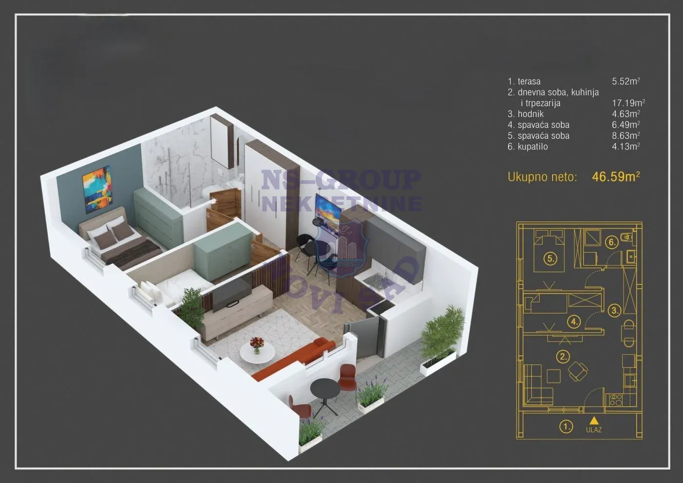 stan na prodaju Petrovaradin, 47m2 563500