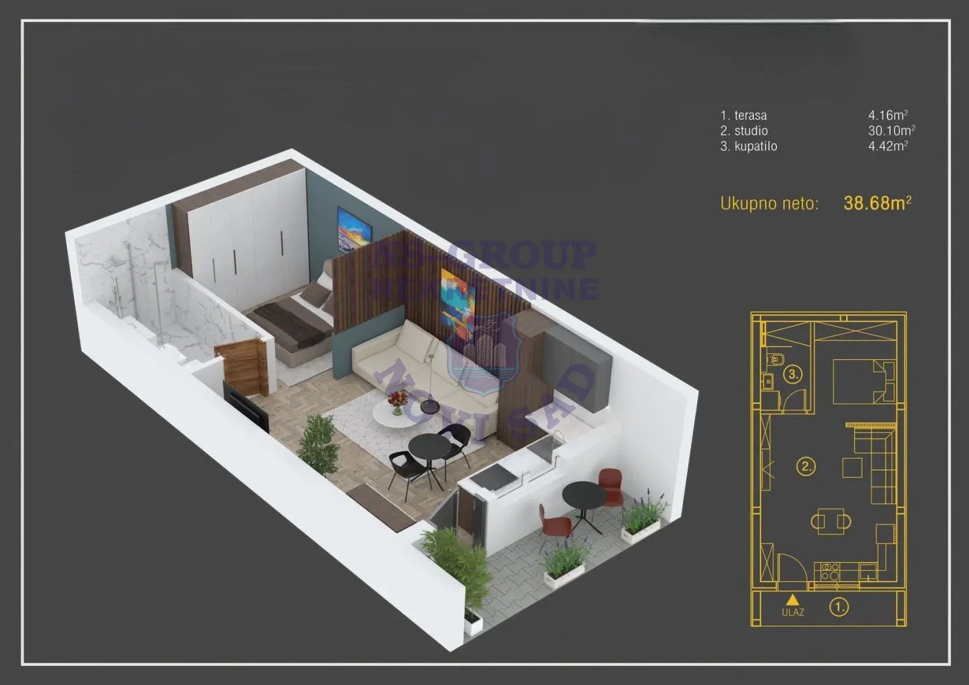 stan na prodaju Petrovaradin, 39m2 563502