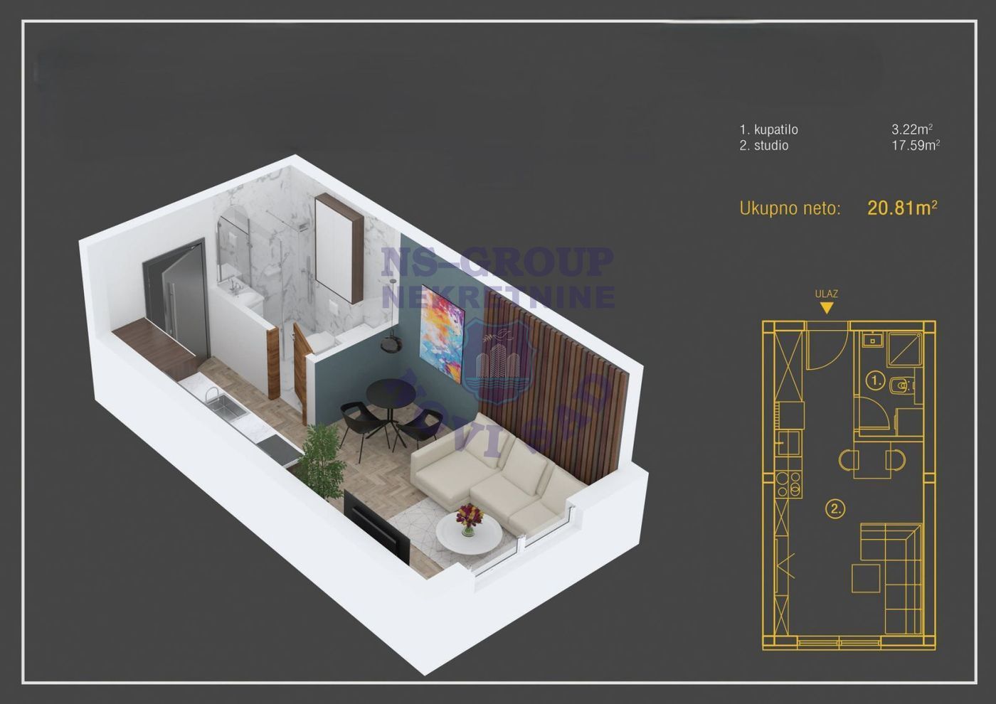 stan na prodaju Petrovaradin, 21m2 563491
