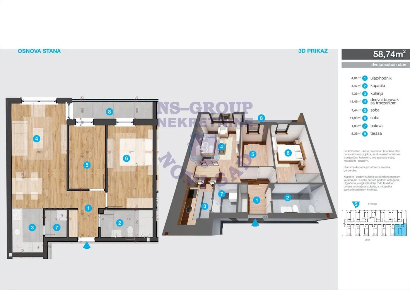 stan na prodaju Novi Sad, 59m2 562847