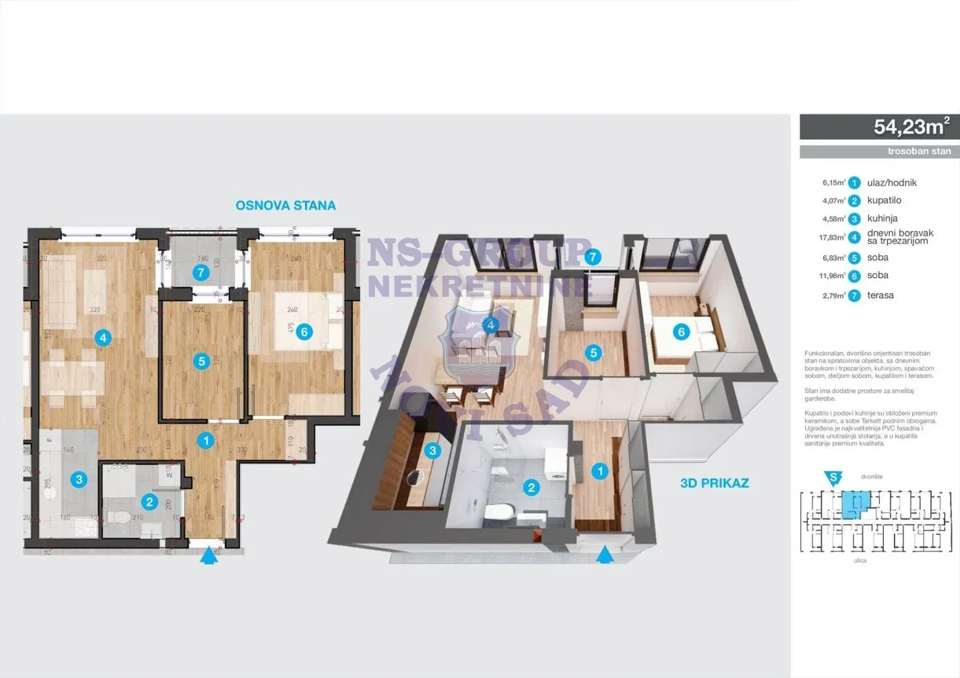 stan na prodaju Novi Sad, 54m2 562852