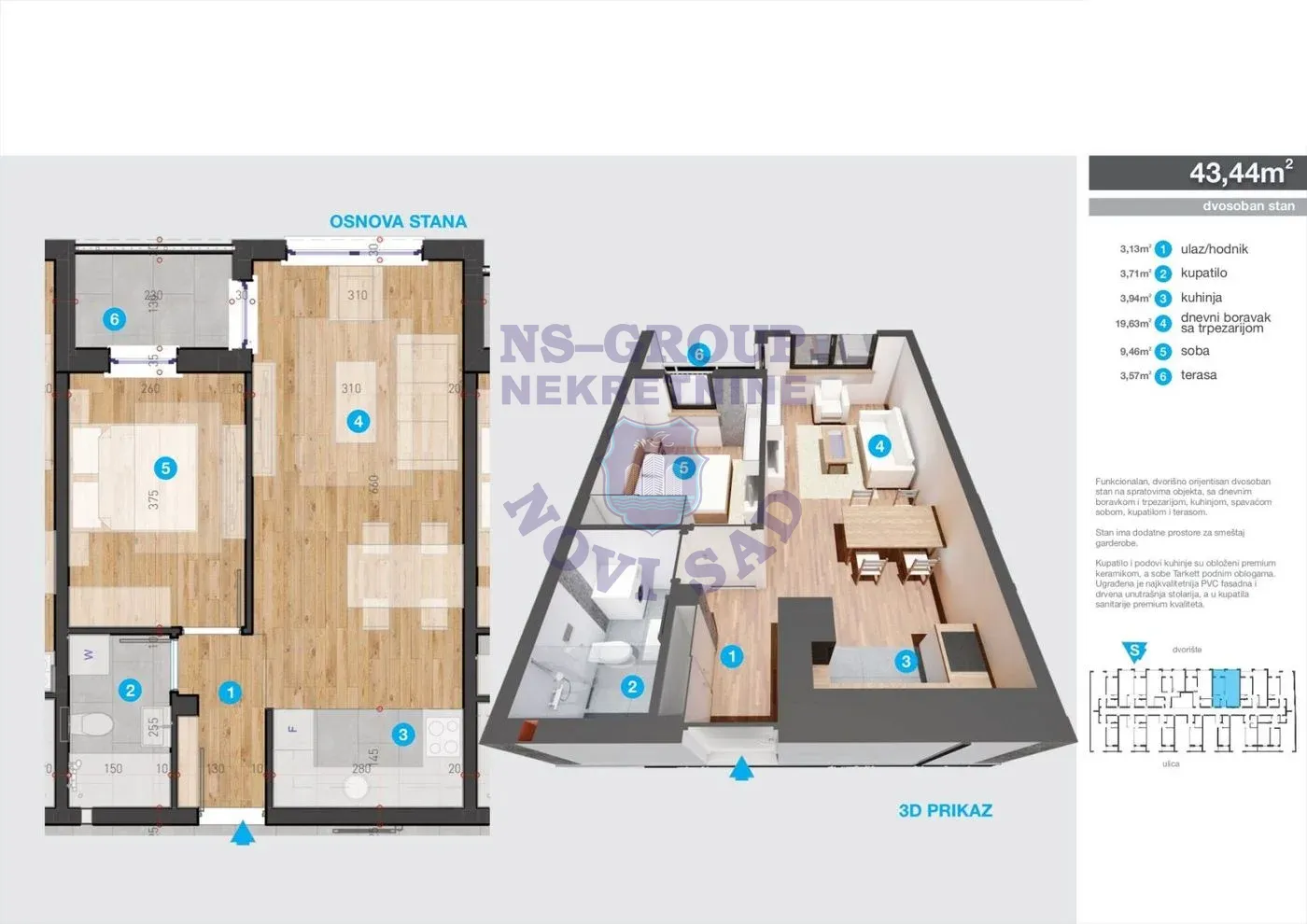 stan na prodaju Novi Sad, 43m2 562850