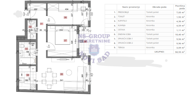 stan na prodaju Petrovaradin, 59m2 548770