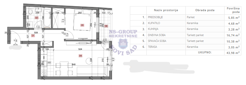 stan na prodaju Petrovaradin, 44m2 548771