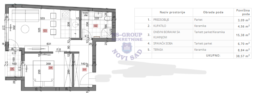 stan na prodaju Petrovaradin, 39m2 548772
