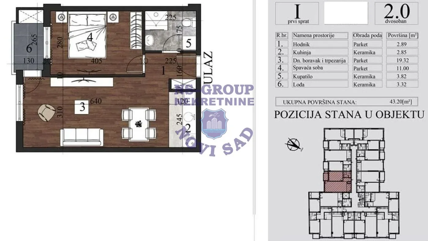 stan na prodaju Novi Sad, 43m2 565347