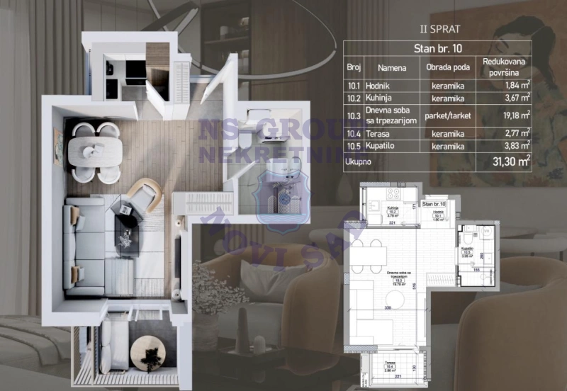 stan na prodaju Novi Sad, 45m2 565908