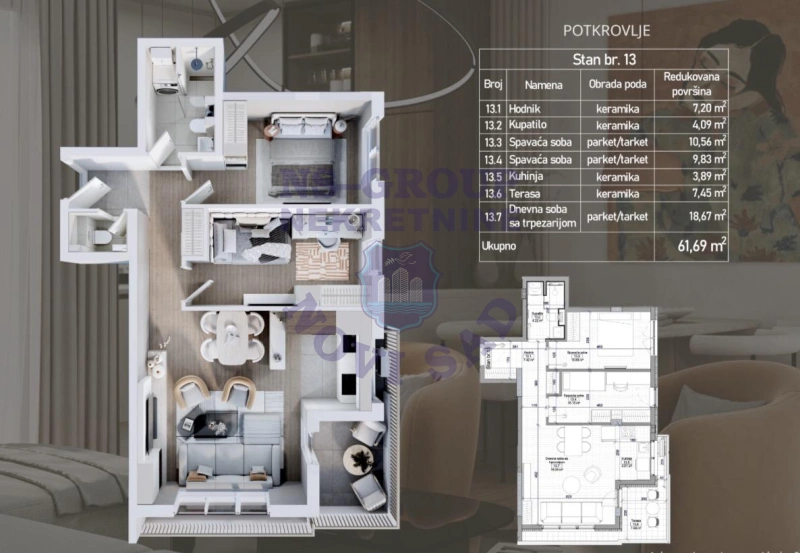 stan na prodaju Novi Sad, 62m2 566920
