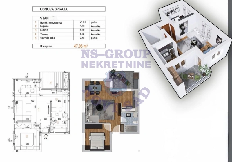stan na prodaju Novi Sad 47m2 553830