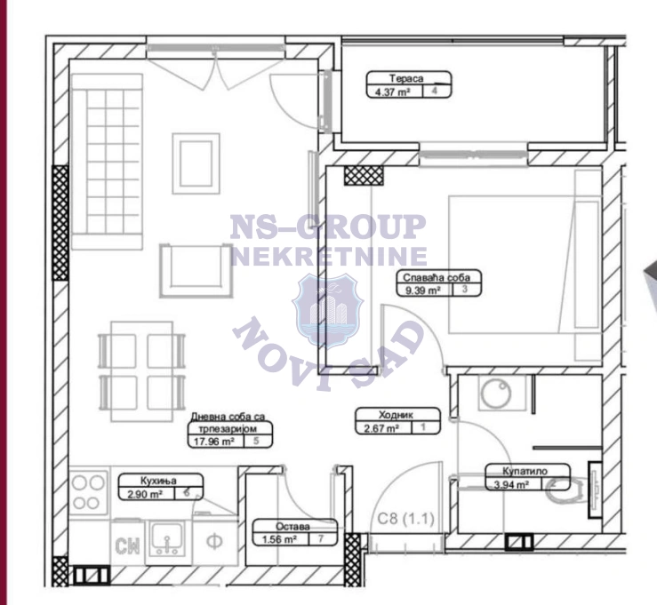 stan na prodaju Novi Sad, 42m2 572803