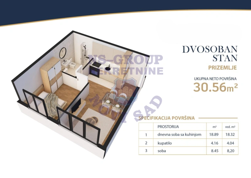 stan na prodaju Veternik, 31m2 571934