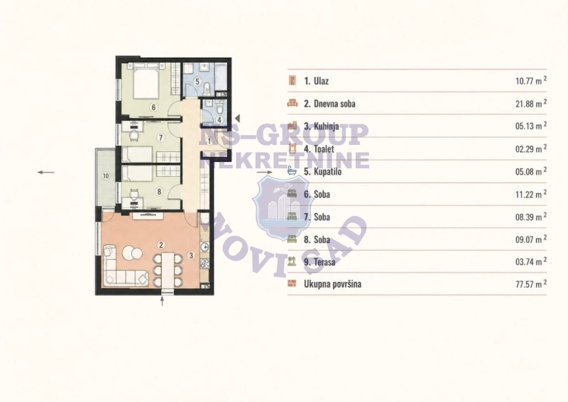 stan na prodaju Novi Sad 78m2 574680