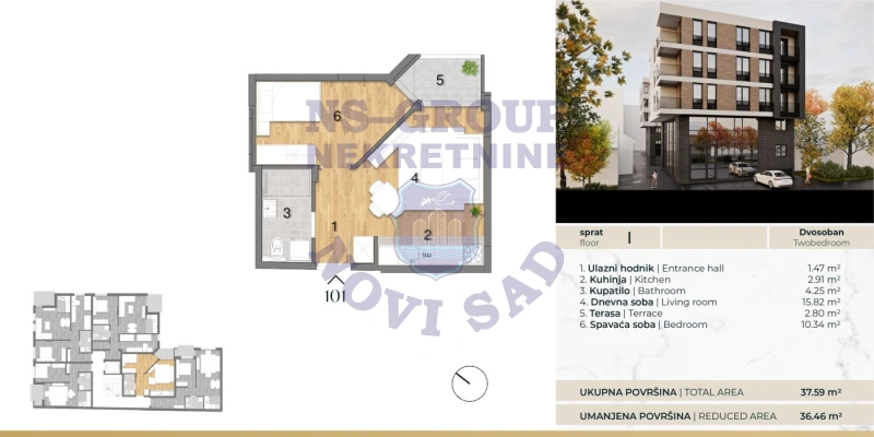 stan na prodaju Novi Sad, 36m2 576535