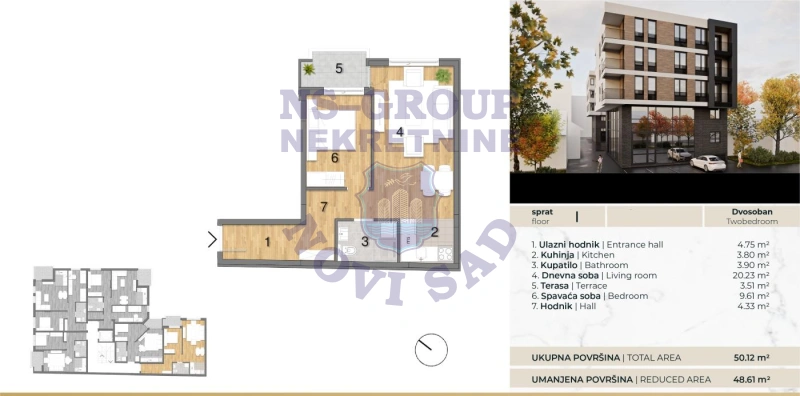 stan na prodaju Novi Sad, 48m2 576536