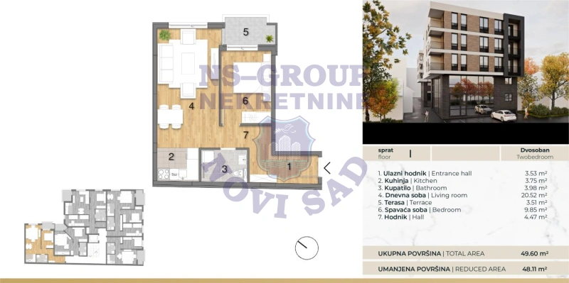 stan na prodaju Novi Sad, 48m2 576551