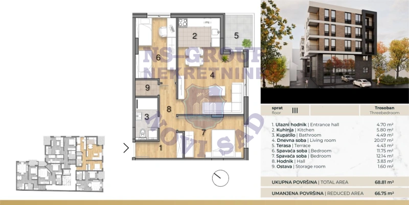 stan na prodaju Novi Sad, 67m2 576565