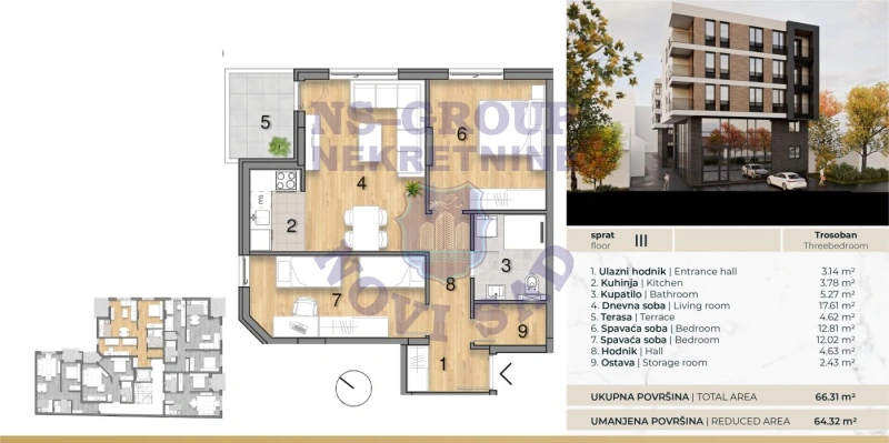 stan na prodaju Novi Sad, 64m2 576566