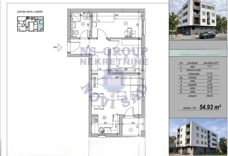 stan na prodaju Novi Sad, 55m2 579621