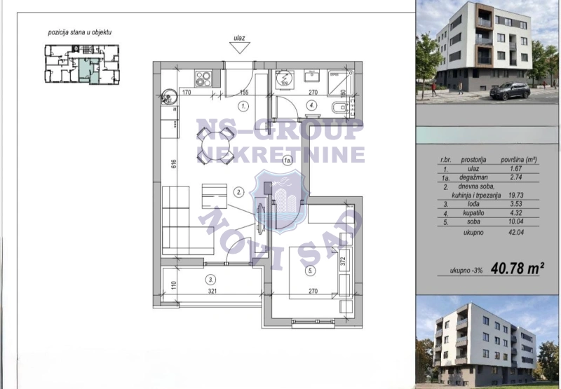 stan na prodaju Novi Sad, 41m2 579634