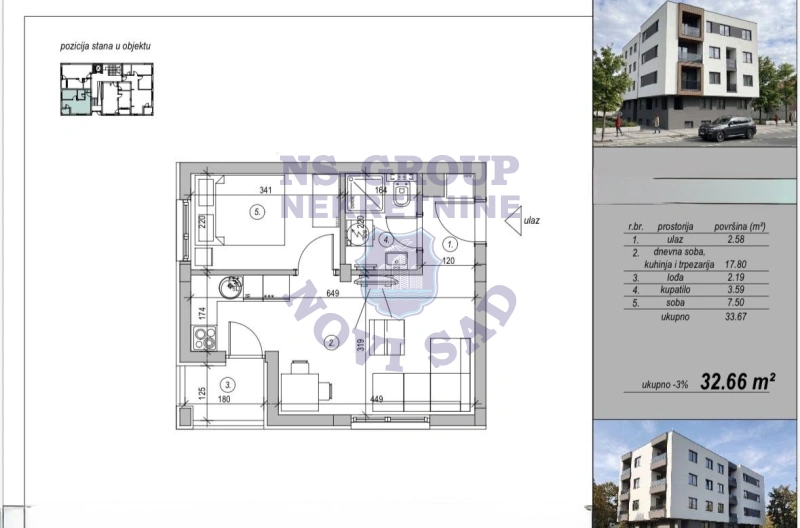 stan na prodaju Novi Sad, 33m2 579616