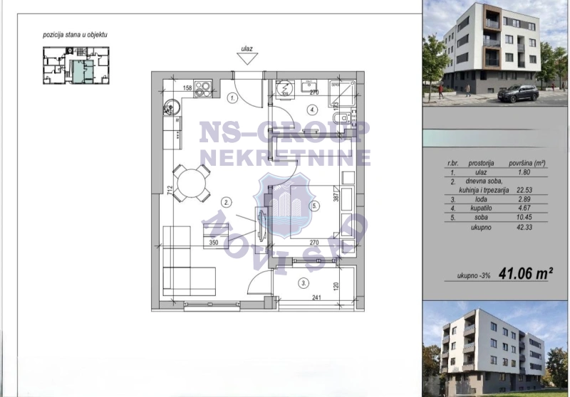 stan na prodaju Novi Sad, 41m2 579618